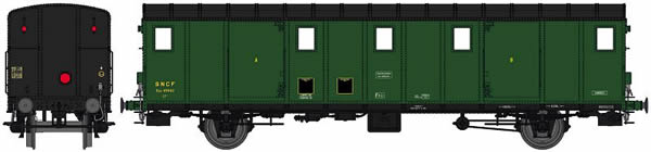REE Modeles VB-114S - French SNCF Luggage Car OCEM 29 Functional Lights, black roof, 3 Ligths, Cushion wheelboxes, Era II